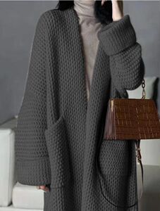 时尚百搭羊毛女士开衫 柔软舒适显瘦长款外套图片