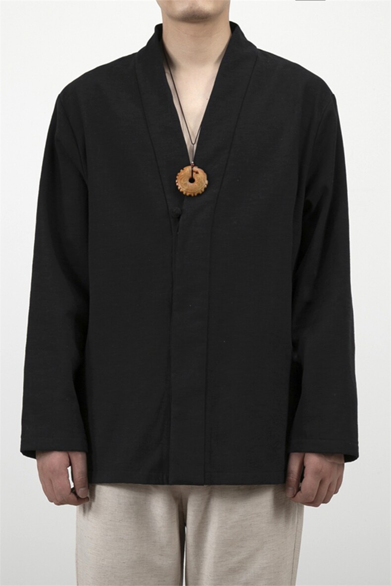 2025秋冬新款风男装改良汉服新中式棉麻汉服衬衫C012P85,男装衬衫,钱塘802