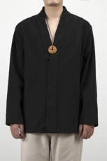 2025秋冬新款风男装改良汉服新中式棉麻汉服衬衫C012P85，男装衬衫，钱塘802