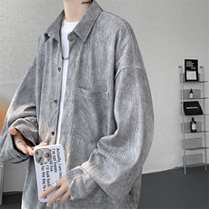 衬衫男秋季新款港风宽松大码扎染肌理感长袖衬衣CS7012-P38，男装衬衫，星座214-3