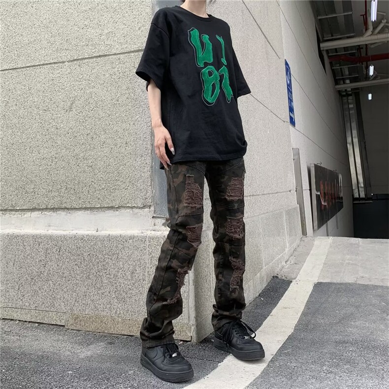 喇叭裤牛仔裤水洗拉链长裤男潮潮流气质青春流行新款直脚B38P65,男装牛仔裤,星座1116-2