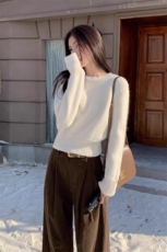 女士高腰打底圆领羊毛衫羊毛，女装羊毛衫，旭驰羊绒
