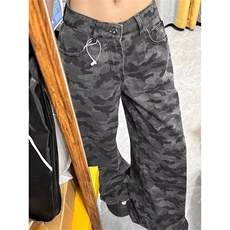 迷彩阔腿工装裤女冬季宽松直筒显瘦百搭拖地牛仔长裤K102，男装工装外套，星座1116A（原606A-3）