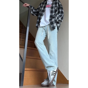大货~ 美式高街vibe修身微喇抽绳松紧腰牛仔裤男K551-特P42 控68图片