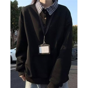 休闲POLO领卫衣男加绒保暖假两件宽松上衣格子领设计 PHY06图片
