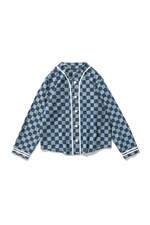 秋冬港风大码棒球服长袖夹克上衣外穿格子牛仔衣外套中性F17/P65，男装夹克，钱塘713