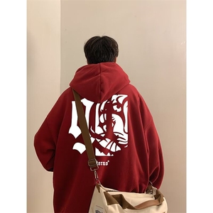 350g潮牌港风印花连帽卫衣男女休闲春秋宽松时尚上衣5179-P43网图图片