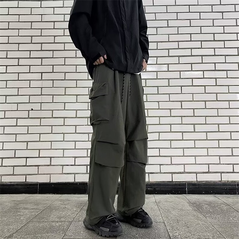 美式冲锋裤男款秋季户外潮牌机能宽松休闲抽绳束脚降落伞兵登山裤,男装休闲裤,星座1013