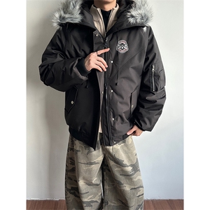 夹棉加厚棉衣烫花可拆卸毛领情侣工装派克服DT53085-TP120208图片