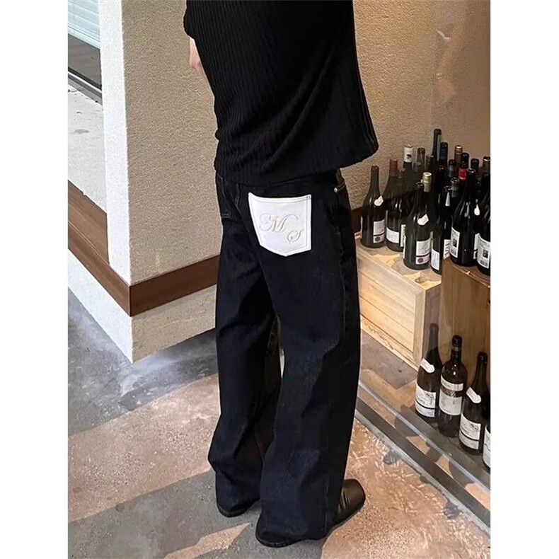 1506-1/KJG081/P44美式高街小众设计感高腰显瘦显高百搭直筒裤,男装休闲裤,星座1506
