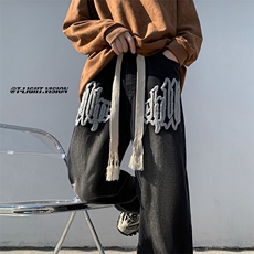 古着vintage牛仔长裤男小众设计痞帅高街ins潮牌阔腿裤NK313-P48，男装牛仔裤，星座1008