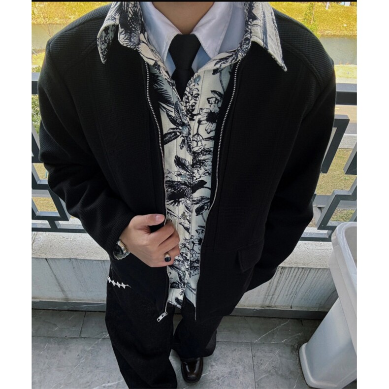 小众设计水墨花假两件外套男春秋高级感痞帅美式衬衫夹克WT2202,男装夹克,星座601-1