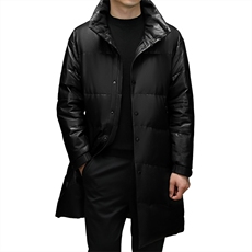 冬季新款海宁真皮羽绒服男中长款绵羊皮鹅绒服男士大衣外套P1350，男装羽绒服，电商B360A（原721A）