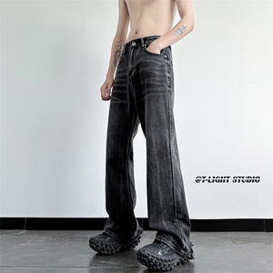 B221 美式ins高街暗黑重工艺宽松微喇牛仔裤 LK23128-P60 控78图片