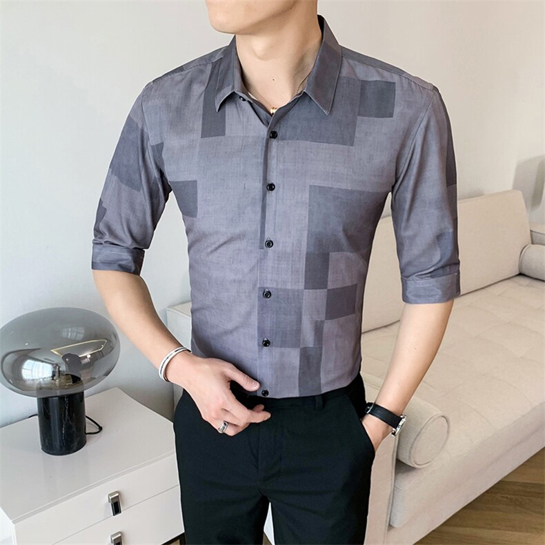 312A-110-P552025新款韩版修身帅气花衬衫英伦时尚男士衬衣B,男装衬衫,星座312A-5