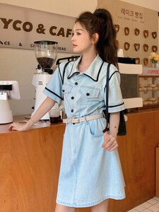复古牛仔连衣裙女2025夏季新款韩系气质时尚收腰显瘦超好看工装裙，女装连衣裙，浙宝128A
