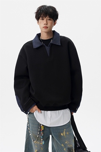 8XL-M 美式拼接新款翻领高级感衬衫领运动上衣长袖卫衣男WY26P68图片