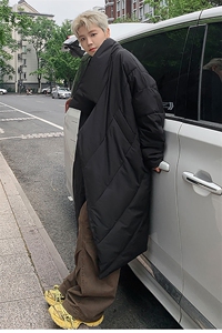 港风行走的大棉被设计棉衣男过膝中长款棉衣男ZC77110P135控198图片