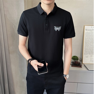 男装Polo衫夏季2025新款短袖翻领刺绣t恤男C317-1853-P55图片