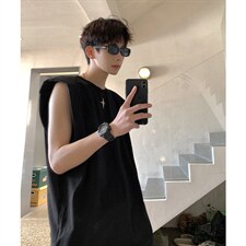 1美式港风四角星设计潮流背心大码M-5XL休闲背心男BX8764P25控39，男装背心/马甲，星座226-2