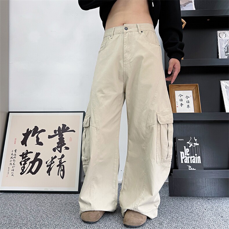 CK11/P88控118秋季中性风美式复古松弛百搭显腿长弯刀工装裤绿首,男装工装外套,星座305B-1