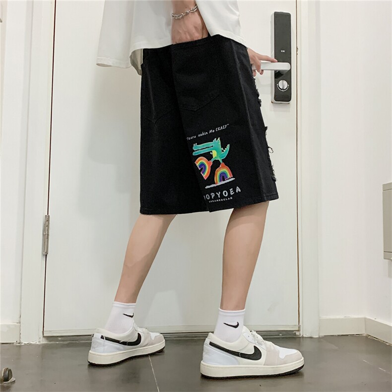D2002-P40控58牛仔美式复古篮球裤子大码肥仔高街潮ins五分裤,男装牛仔裤,星座116