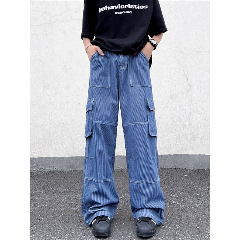 美式复古工装裤男女夏季新款宽松阔腿百搭直筒休闲裤子00811-p65图片