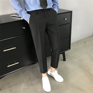 垂感西装裤男士休闲长裤修身直筒九分小脚裤韩版抗皱西裤免烫 K13图片