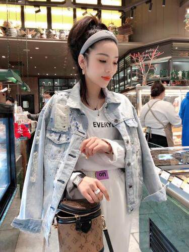 手工牛仔外套，女装，一杭