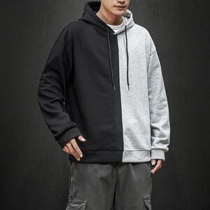 2021春秋季新款拼色卫衣男青年大码不对称外套男w203-p58图片