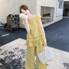 主推重工艺拼接蕾丝女夏新款休闲减龄穿搭两件套A2608-139-K218，女装套装/套裙，美静678