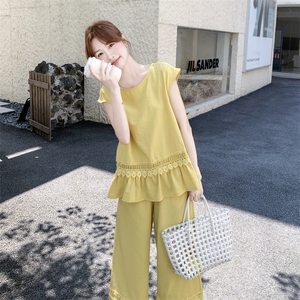 主推重工艺拼接蕾丝女夏新款休闲减龄穿搭两件套A2608-139-K218图片