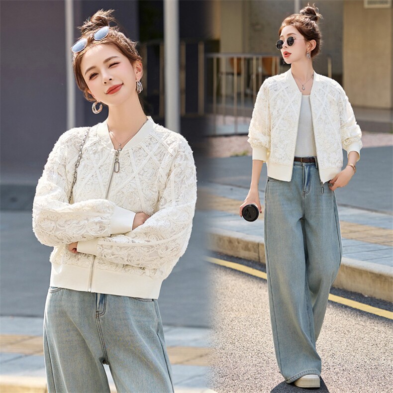 法式重工蕾丝刺绣休闲短外套女2025春新款小个子气质减龄宽松上衣,女装短外套,瑶迪依秀