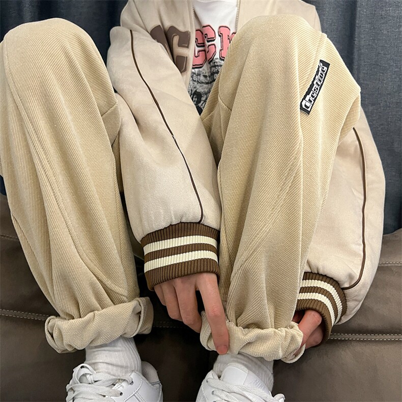 2022雪尼尔裤子冬季休闲直筒宽松束脚长裤313A-1-NK69-P65 控78图片