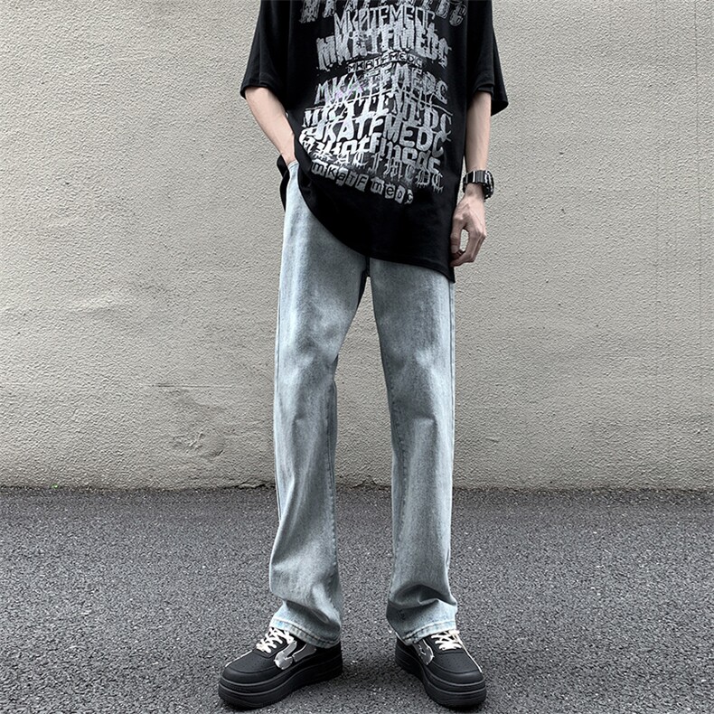 主推 破洞渐变修身大码直筒微喇毛边牛仔裤 K860-K861-K866-P50图片