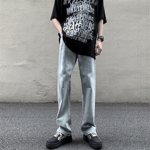 主推 破洞渐变修身大码直筒微喇毛边牛仔裤 K860-K861-K866-P50图片
