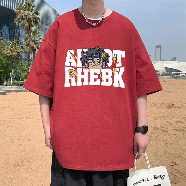 wassuphappy短袖T恤男夏季2025新款宽松上衣ins潮牌纯棉半袖体恤,男装T恤,星座304A-1