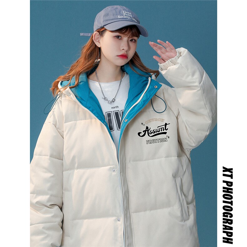 中性风22冬季字母印花连帽面包服棉服宽松棉衣MY151P115控148,男装棉衣,A247A