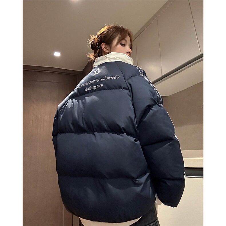 EQ350 撞色织带印花面包服男女情侣装加厚棉衣外套2024新款图片