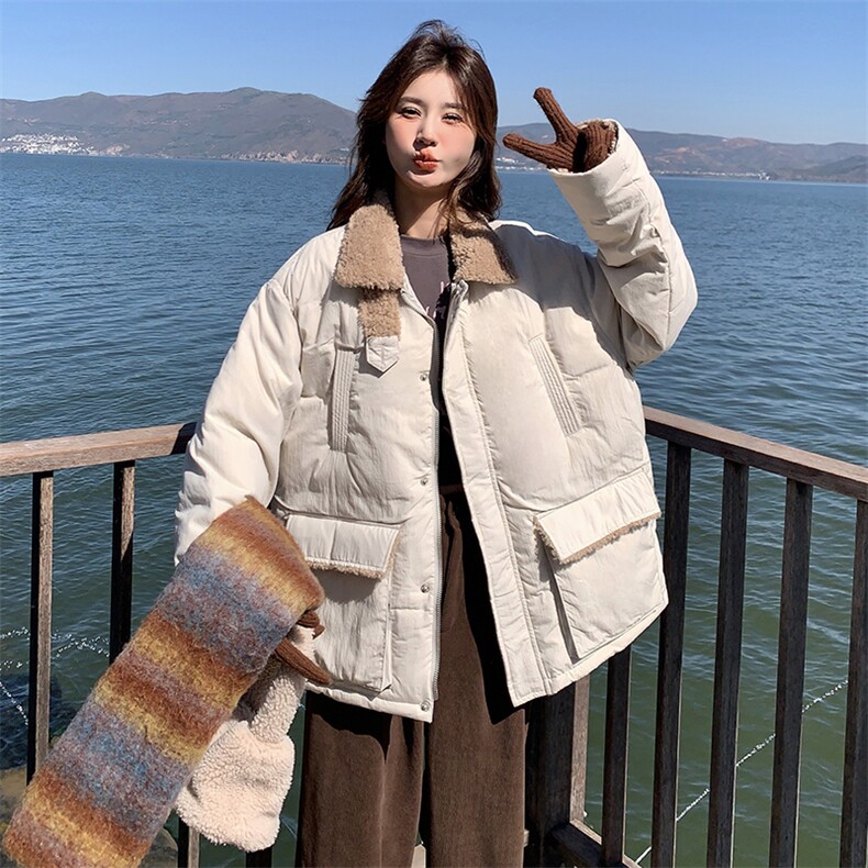 羊羔毛拼接90绒羽绒服1862P310控468图片