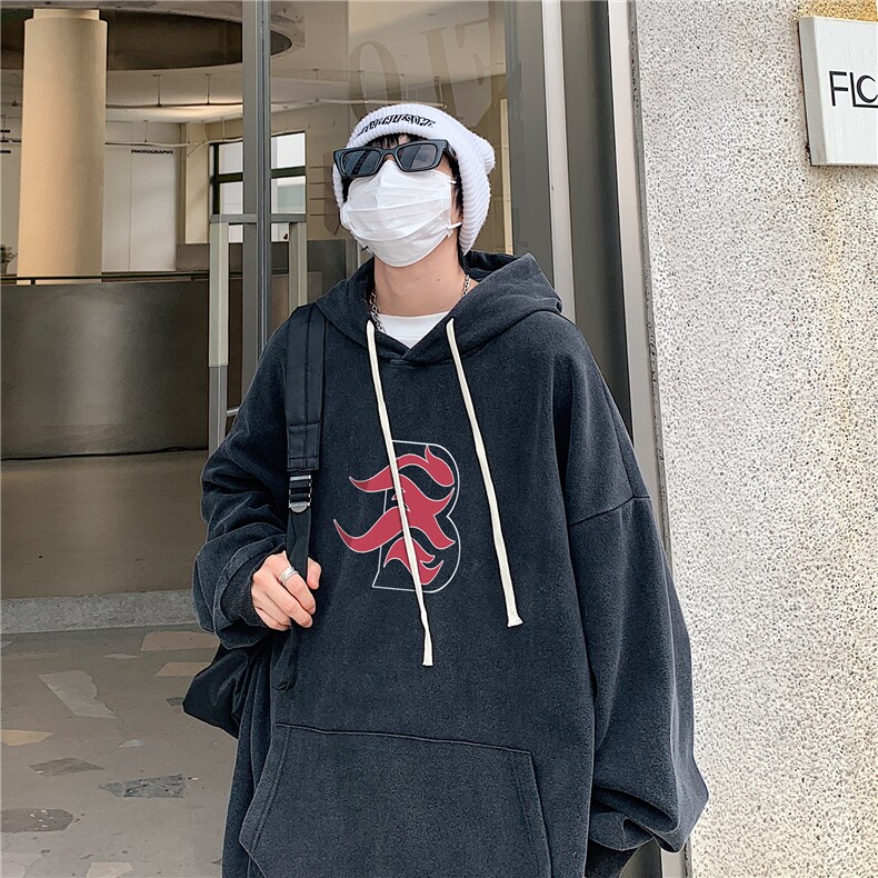 2024新款秋装复古美式水洗做旧宽松连帽卫衣301B-JB7882-P68,男装卫衣,星座301B