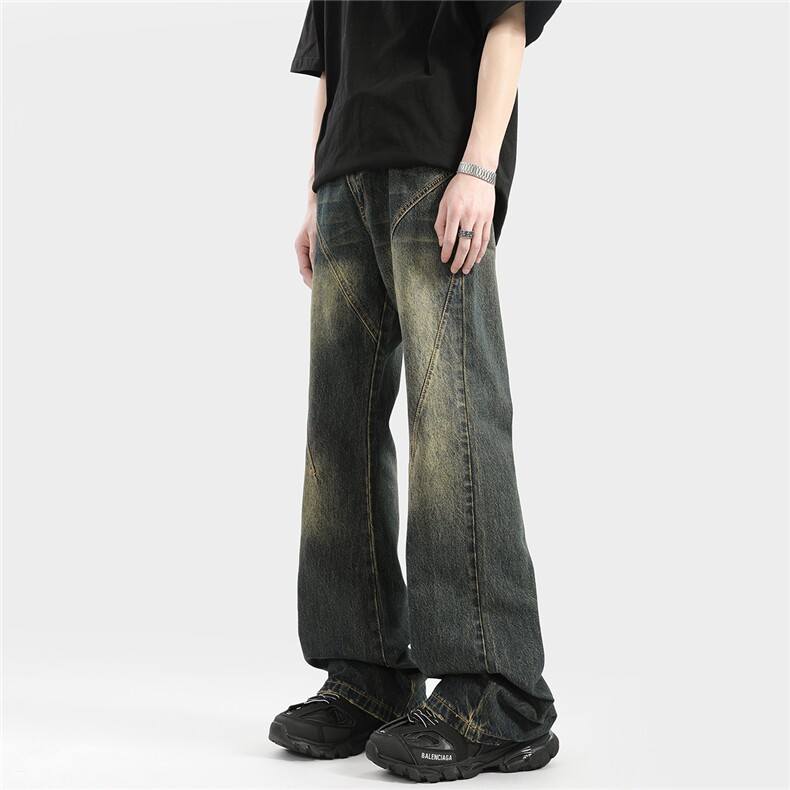 xz905-2-Z027#P65-（控98）美式怀旧水洗微喇牛仔裤,男装牛仔裤,星座905-2