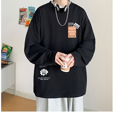 新款百搭日系ins简约纯棉长袖T恤原宿文艺流行卫衣T131-P30网络图，女装T恤，电商B245