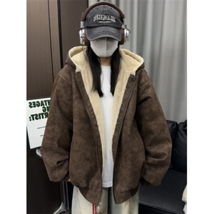 网图 PU皮座山雕男女加绒保暖防兔毛棉衣外套M2566-特P90图片