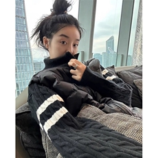 羽绒服男女韩版宽松高街情侣设计感痞帅潮牌拼接毛衣棉服MY888，男装针织衫/毛衣，星座1116A（原606A-3）