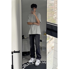 B221美式ins高街小众百搭纯色微喇牛仔裤LK22087-P55控78，男装牛仔裤，电商B221