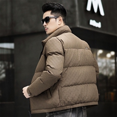 主推90%白鸭绒中年羽绒服夹克男士立领青年面包服羽绒服外套大衣，男装夹克，钱塘723