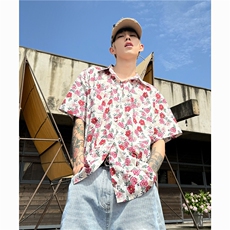 抖音质量衬衫男士短袖双面提花韩版百搭2024夏季ins外套CY881-P47，男装衬衫，星座412-2