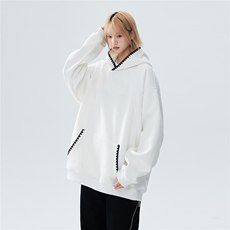 P68WY717420克高品质含59%棉新款连帽花边宽松时尚男女情侣卫衣，男装卫衣，电商A170