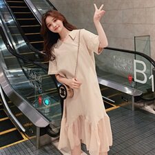 现货全棉针织鱼尾显瘦连衣裙女229-8104-P75控128，女装连衣裙，浙宝229